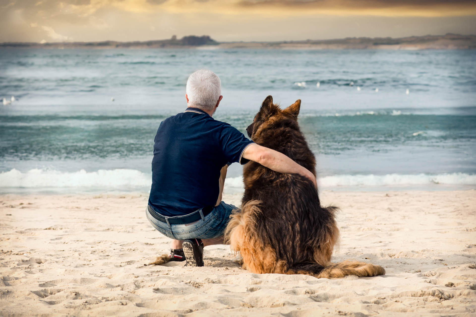 Un homme et son chien.